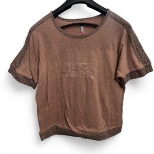 Vince Camuto Tan Textured Short Sleeve Top